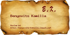 Benyovits Kamilla névjegykártya